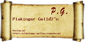 Plakinger Gellén névjegykártya